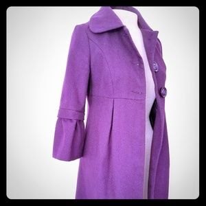 Purple peplum pea coat